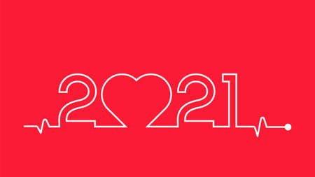 2021 goal makes your health stronger and cardiology healthier heart pulse vector iconのイラスト素材