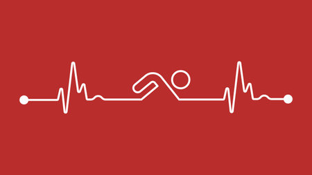 Swimming makes your Heart stronger and cardiology healthier icon logo sign backgroundのイラスト素材