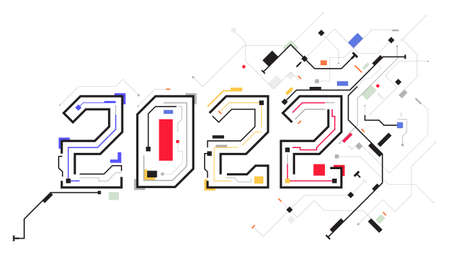 2022 tech new year digital number technology concept vector illustrationのイラスト素材