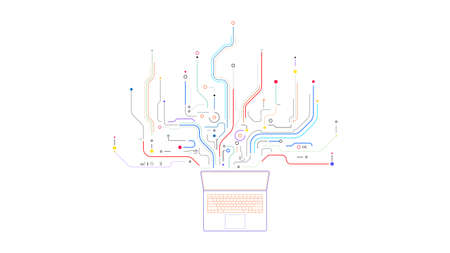 iot internet of things laptop device network connection graphic backgroundのイラスト素材
