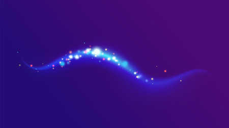 Magic star neon light wave trail effect vector backgroundのイラスト素材