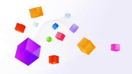 Colorful cubic block chain digital assets conceptual backgroundのイラスト素材