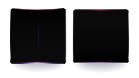 Folded smartphone with foldable blank screen display mockup vector object backgroundのイラスト素材