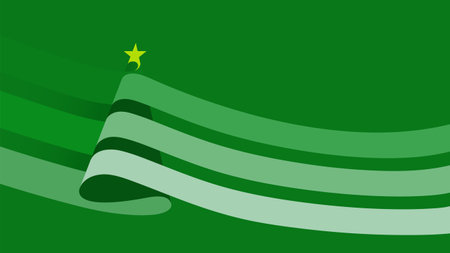 Christmas tree made from striped and wave elements green card template vector backgroundのイラスト素材