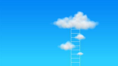 Ladder leading up to the white fluffy clouds vector backgroundのイラスト素材