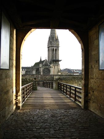 castle gate, caen, franceの写真素材