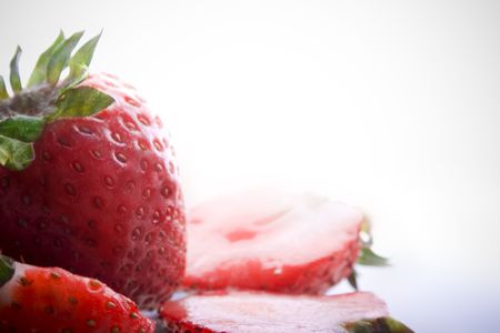 High Key Strawberries over faded white backgroundの写真素材