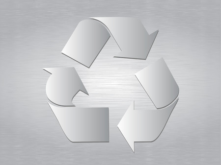 Recycle Symbol over brushed metal backgroundのイラスト素材
