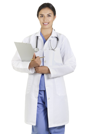 Stock image of female healthcare worker isolated on white backgroundの写真素材