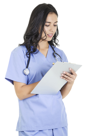 Stock image of female healthcare worker isolated on white backgroundの写真素材