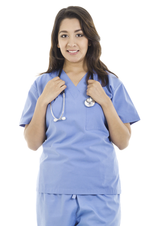 Stock image of female healthcare worker isolated on white backgroundの写真素材