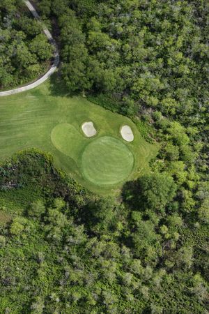 Aerial of golf course.の写真素材