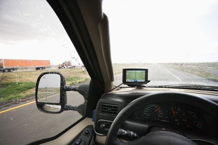 Dashboard and highway view.