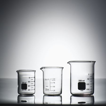 Glass science beakers.の写真素材