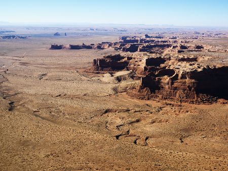 Aerial view of Arizona desert canyon landscape.の写真素材
