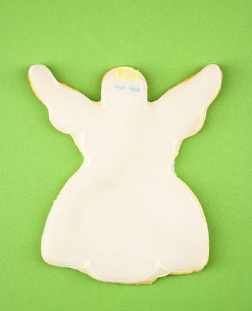Angel sugar cookie with decorative icing.の写真素材