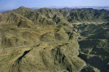 Aerial view of mountain range landscape.の写真素材