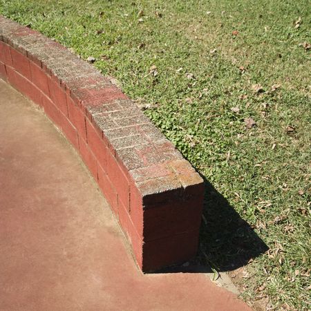 Low brick wall in park.の写真素材