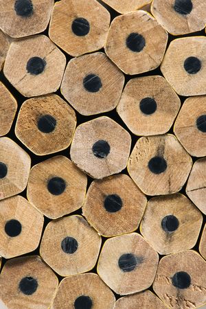 Close up of unsharpened pencil ends.