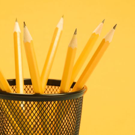 Group of pencils in pencil holder.の写真素材