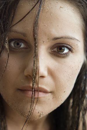 Close-up of pretty Caucasian young adult woman.の写真素材
