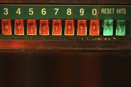 Close-up of jukebox play buttons.の写真素材