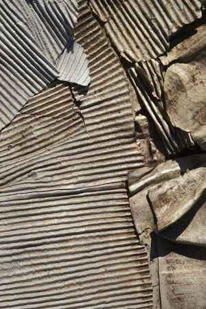 Old twisted corrugated metal.の写真素材