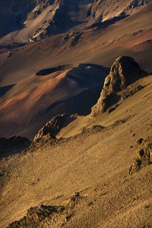 Aerial of dormant volcano in Haleakala National Park, Maui, Hawaii.の写真素材