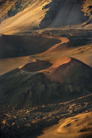 Aerial of dormant volcano in Haleakala National Park, Maui, Hawaii.の写真素材