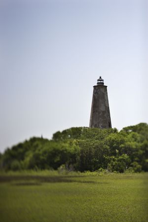Bald Head Island lighthouse on Bald Head Island, North Carolina.の写真素材