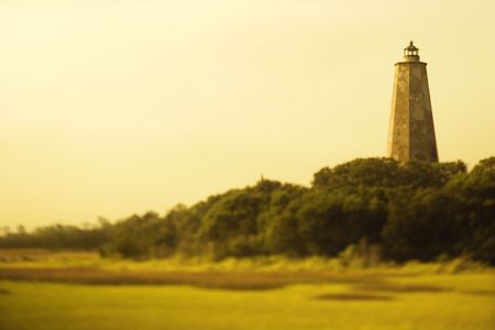Lighthouse on Bald Head Island, North Carolina.の写真素材