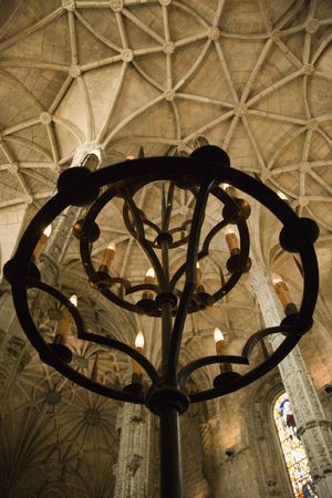 Interior of Mosteiro dos Jeronimos in Lisbon, Portugal.のeditorial素材