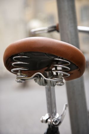 Close-up of bike seat in Rome, Italy.の写真素材