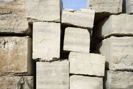 Travertine stone excavated from open mine quarry.の写真素材