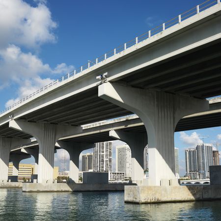 Bridge over Biscayne Bay in Miami, Florida, USA.の写真素材