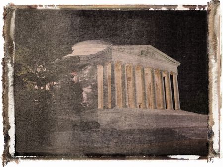 transfer of Jefferson Memorial at night in Washington, DC, USA.のeditorial素材
