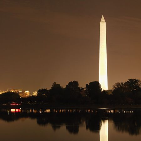 Washington Monument  at night in Washington, DC, USA.の写真素材