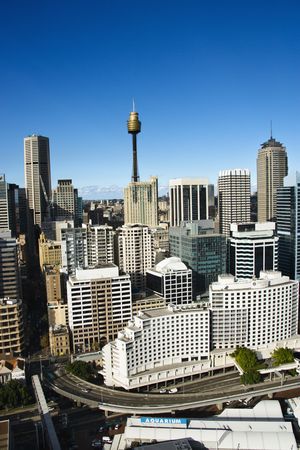 Aerial view of buildings in downtown Sydney, Australia.の写真素材