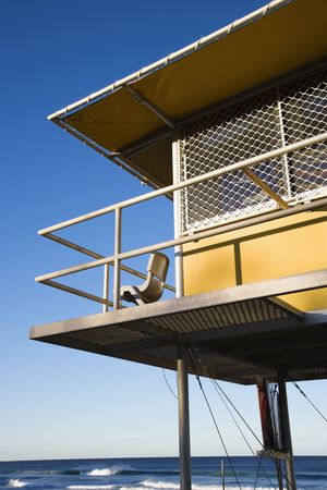 Lifeguard shack on beach on Surfers Paradise, Australia.の写真素材