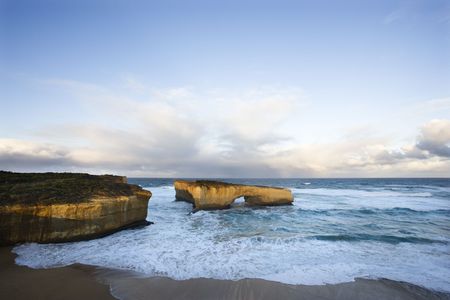 London Arch formation on coastline of Great Ocean Road, Australia.の写真素材