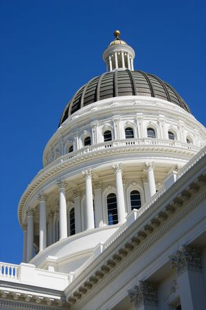 Low angle of the dome at the Sacramento Capitol building, California, USA.の写真素材