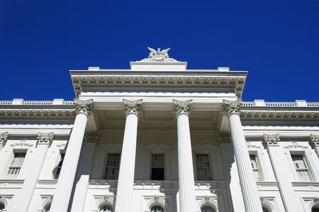 Low angle of Sacramento Capitol building, California, USA.の写真素材