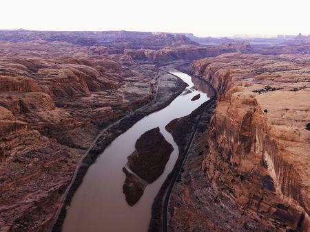 Green or Colorado River running through Canyonlands National Park, Utah, United States.の写真素材