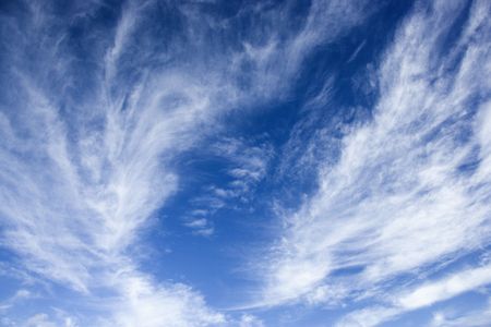 Beautiful blue sky with light wispy clouds.の写真素材