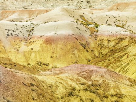Rugged terrain in Badlands National Park, South Dakota. Horizontal shot.の写真素材