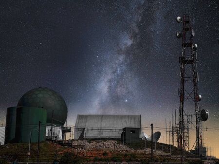 The milky way at the observatory chiang mai thailandの写真素材