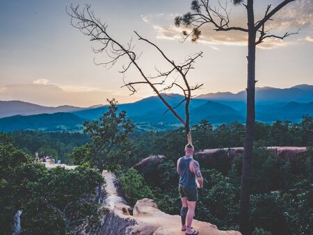 Pai Canyon (Kong Lan) is popular natural attraction in Mae Hong Son, views from the narrow trails are excellent. Good for hiking/lingerie and sunset point.のeditorial素材