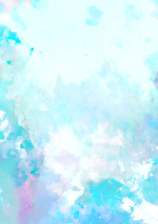 Fantastic light blue fluffy watercolor texture backgroundの写真素材