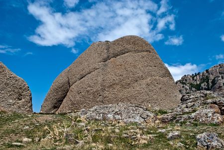 Mountain in blue sky, mountains Dimerdzhi, Crimeaの写真素材