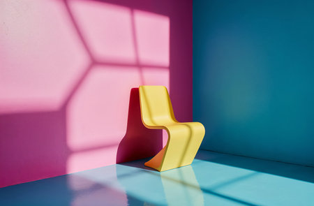 3d render of abstract minimal geometric shapes. Glossy colorful podium for your design.の素材